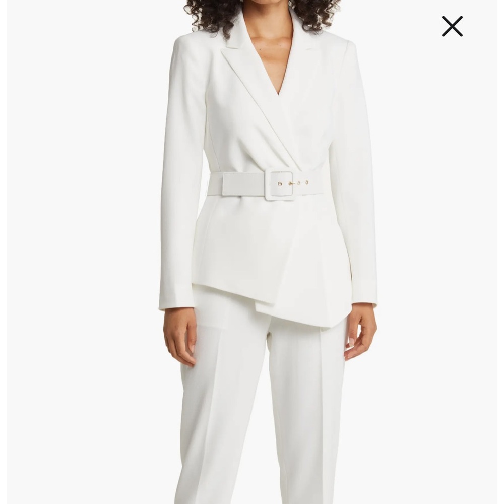 Tahari ASL White Belted Pantsuit